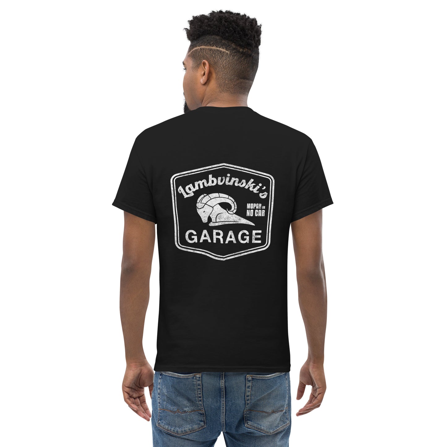 Lambvinskis Garage front and back logo tee