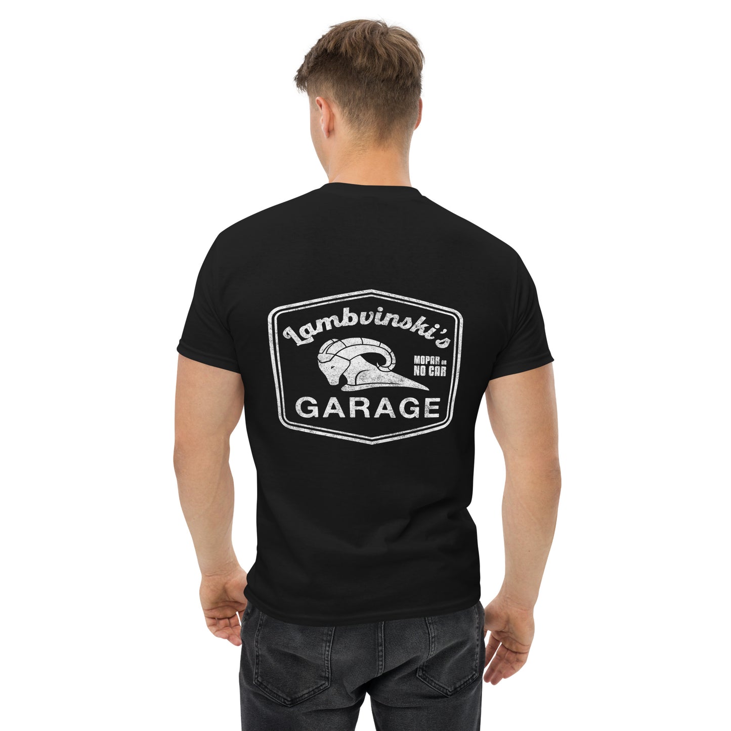 Lambvinskis Garage front and back logo tee