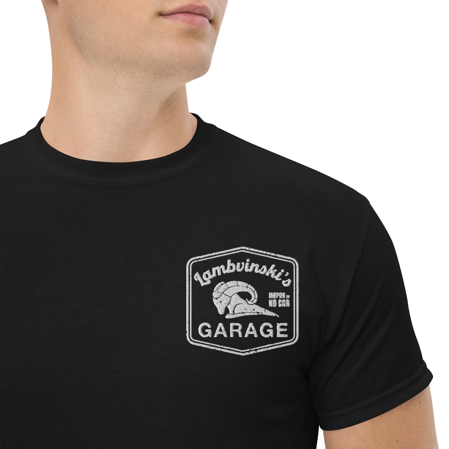 Lambvinskis Garage front and back logo tee