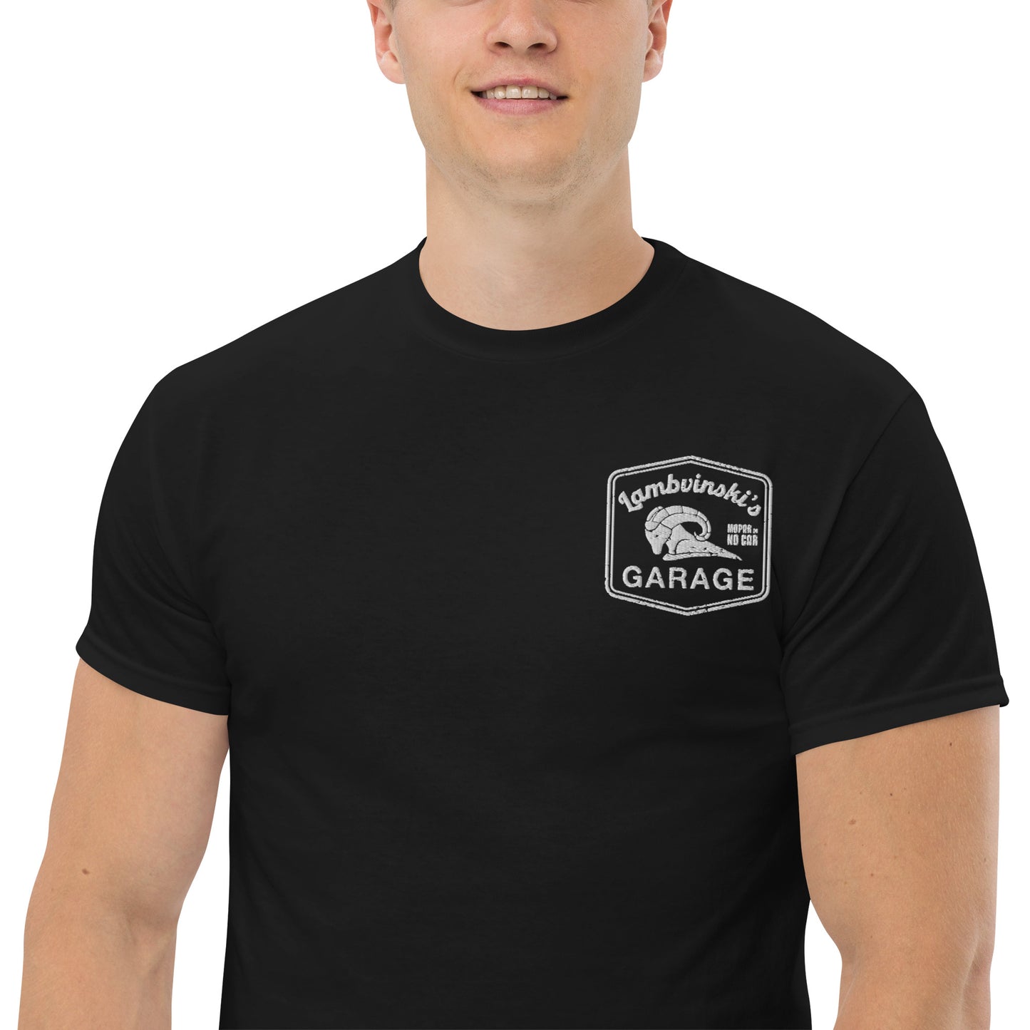 Lambvinskis Garage front and back logo tee