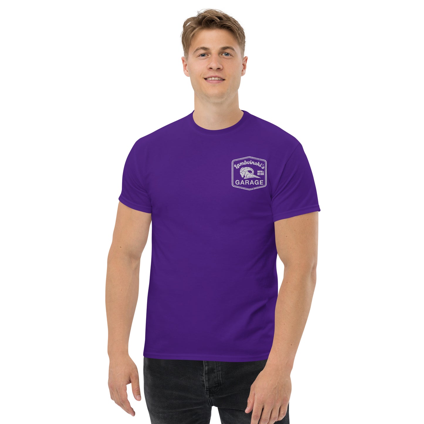 Lambvinskis Garage front and back logo tee
