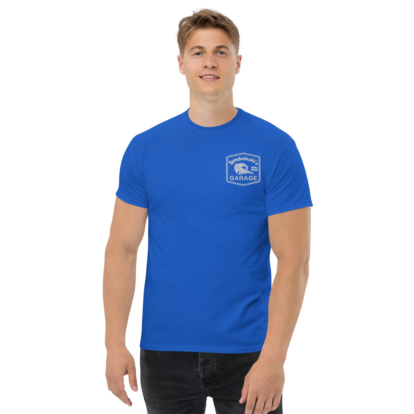 Lambvinskis Garage front and back logo tee
