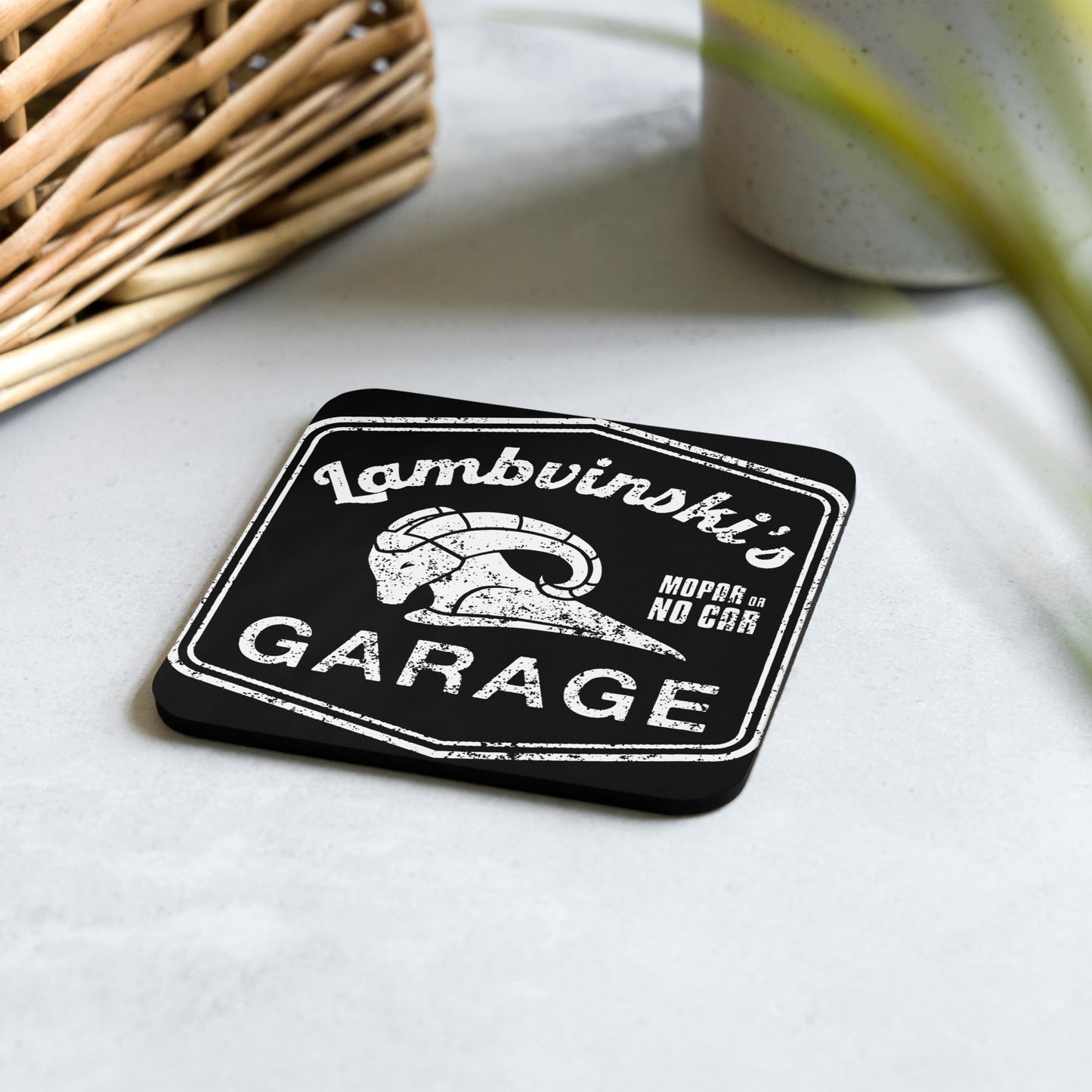Cork-back logo coaster